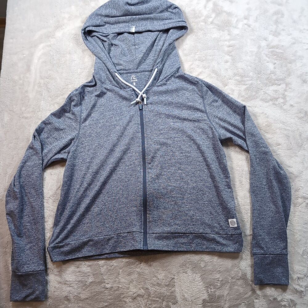 Rhoback Tempo Full Zip‎ Hoodie Womens Small Blue Heather Stretch Performance